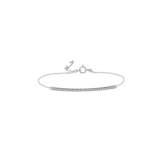 1.0CT Moissanite Diamond Dainty Bar Bracelet For Her In 18kt White Gold Over Sterling Silver