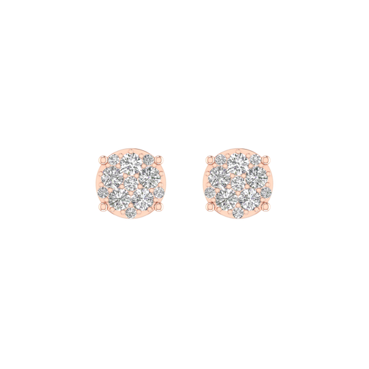 Moissanite Flower Cluster Stud Earrings For Men And Women In 18kt Gold Over Sterling Silver