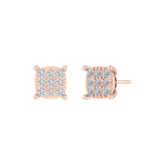 1.0CT Each Round Moissanite Pave Disc Stud Earrings 18kt Rose Gold Over Sterling Silver