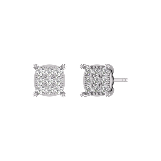 True Elegant 7MM Moissanite Diamond Stud Earrings Screwback 14Kt White Gold Over Sterling Silver