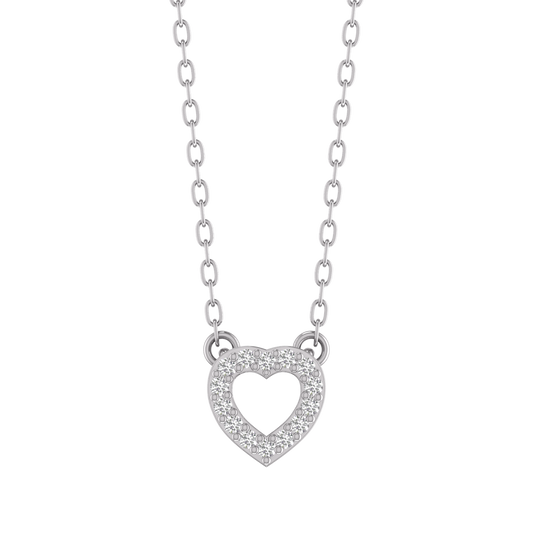 True Elegant Moissanite Diamond Necklace with Open Heart Pendant In 18kt Gold Over Sterling Silver