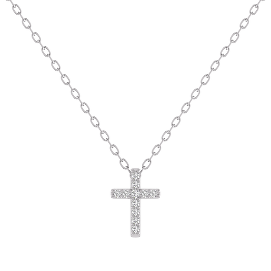 Sterling Silver Moissanite Small Dainty Delicate Cross Necklace