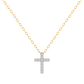 True Elegant Moissanite Small Cross Pendant Necklace In 18kt Gold Over Sterling silver