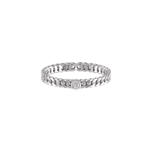 True Elegant Dainty Cuban Ring For Men And Women In 14kt White Gold Over Sterling Silver