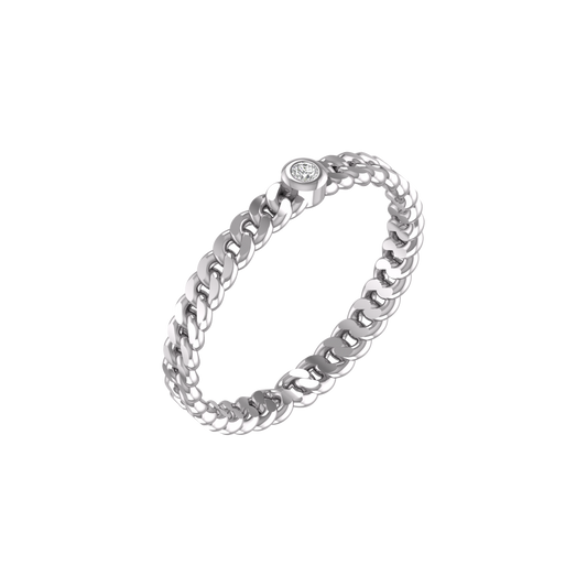 True Elegant Dainty Cuban Ring For Men And Women In 14kt White Gold Over Sterling Silver