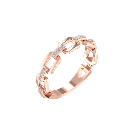 True Elegant Round Brilliant Cut Colorless Moissanite Cuban Link Ring In 18kt Gold Over Sterling Silver