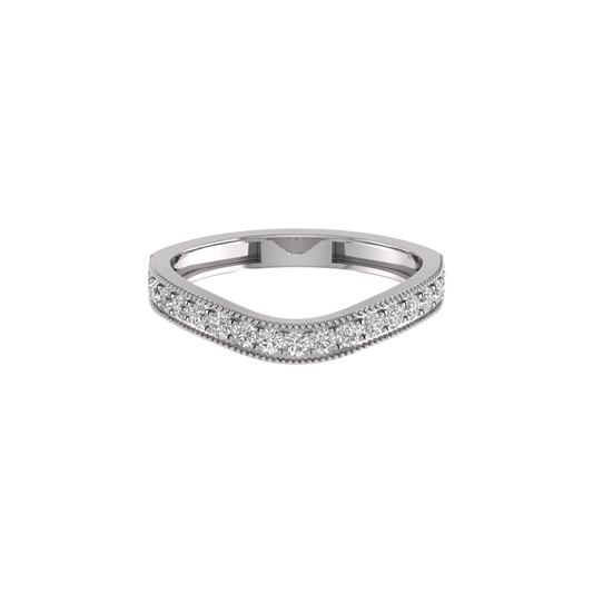 1.0CT Moissanite Diamond Curve Wedding anniversary Dainty Band Ring In 14kt White Gold Over Sterling Silver