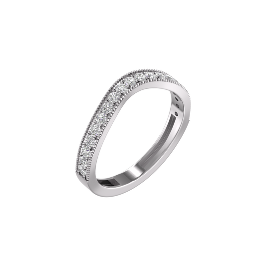 1.0CT Moissanite Diamond Curve Wedding anniversary Dainty Band Ring In 14kt White Gold Over Sterling Silver