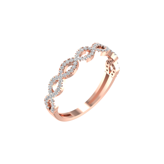 1.0CT Moissanite Diamond Infinity Crossover Delicate Wedding Band 14kt Rose Gold Over Sterling Silver