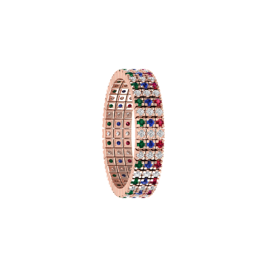 True Elegant 2.0CT Sapphire Diamond full Eternity Wide Band Ring For Her Him 925 Sterling Silver 14kt Rose gold Plated