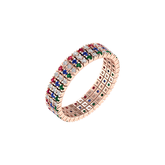 True Elegant 2.0CT Sapphire Diamond full Eternity Wide Band Ring For Her Him 925 Sterling Silver 14kt Rose gold Plated