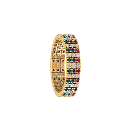 925 Sterling Silver Multi Gemstone Full Eternity Band For Him Her