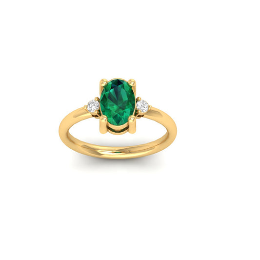 1.35 Carat Oval Emerald Ring In 18kt Gold Over Sterling Silver