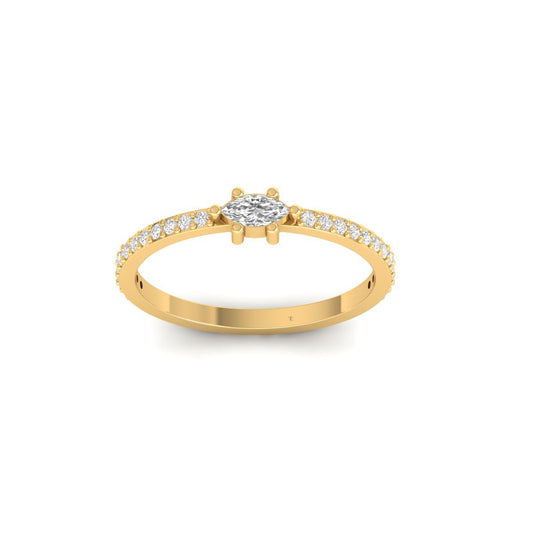 True Elegant Moissanite Marquise Dainty Ring 18kt Gold Over Sterling Silver