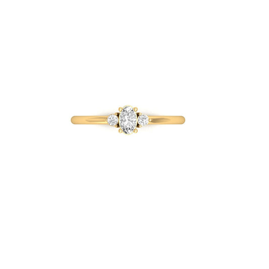 True Elegant 0.23CT Oval Moissanite Three Ston Dainty Ring In 18kt Gold Over Sterling Silver