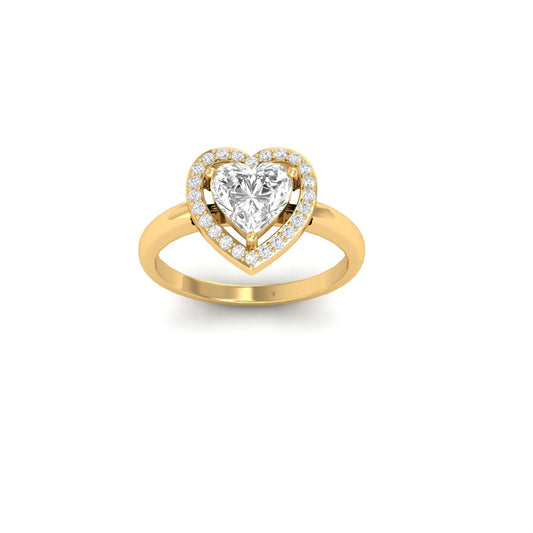 2.7CT Moissanite Heart Shape Ring In 18kt Gold Over Sterling Silver