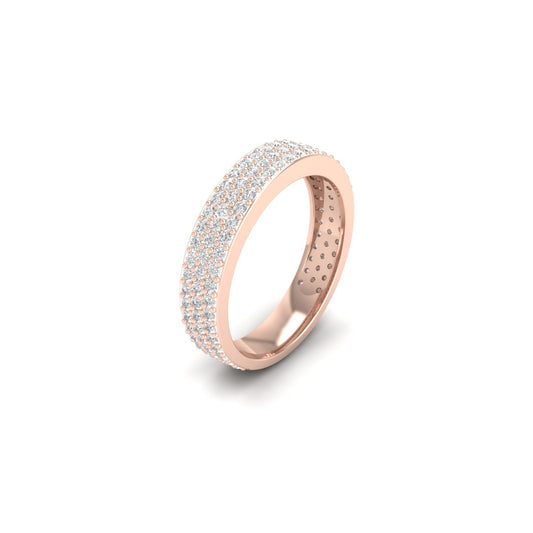 1.36 Ct Round Cut Moissanite Eternity Wedding Band In 18kt Rose Gold Over Sterling Silver