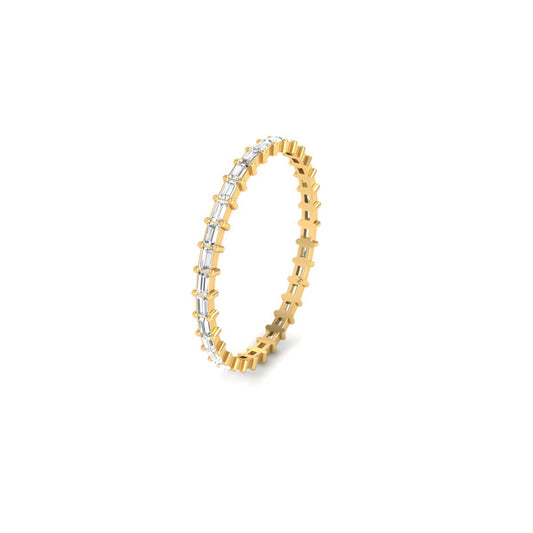 1ct Baguette Moissanite Minimalist Eternity Wedding Ring Band In 18kt Gold Plated Over Sterling Silver