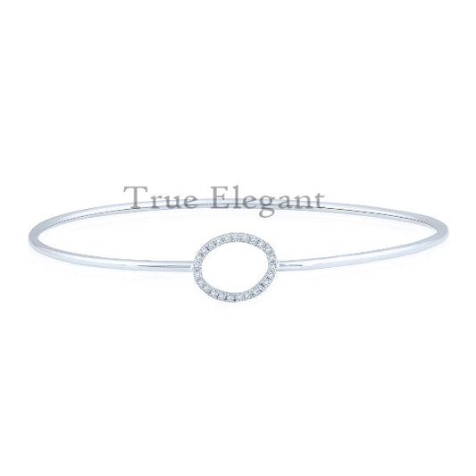 True Elegant 0.50CT Moissanite Dainty Delicate Bangle Bracelet In Sterling Silver