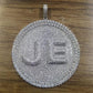 4.0Ct Moissanite Diamond Pave Set Medallion Letter JE Hip Hop Pendant For Men In Sterling Silver