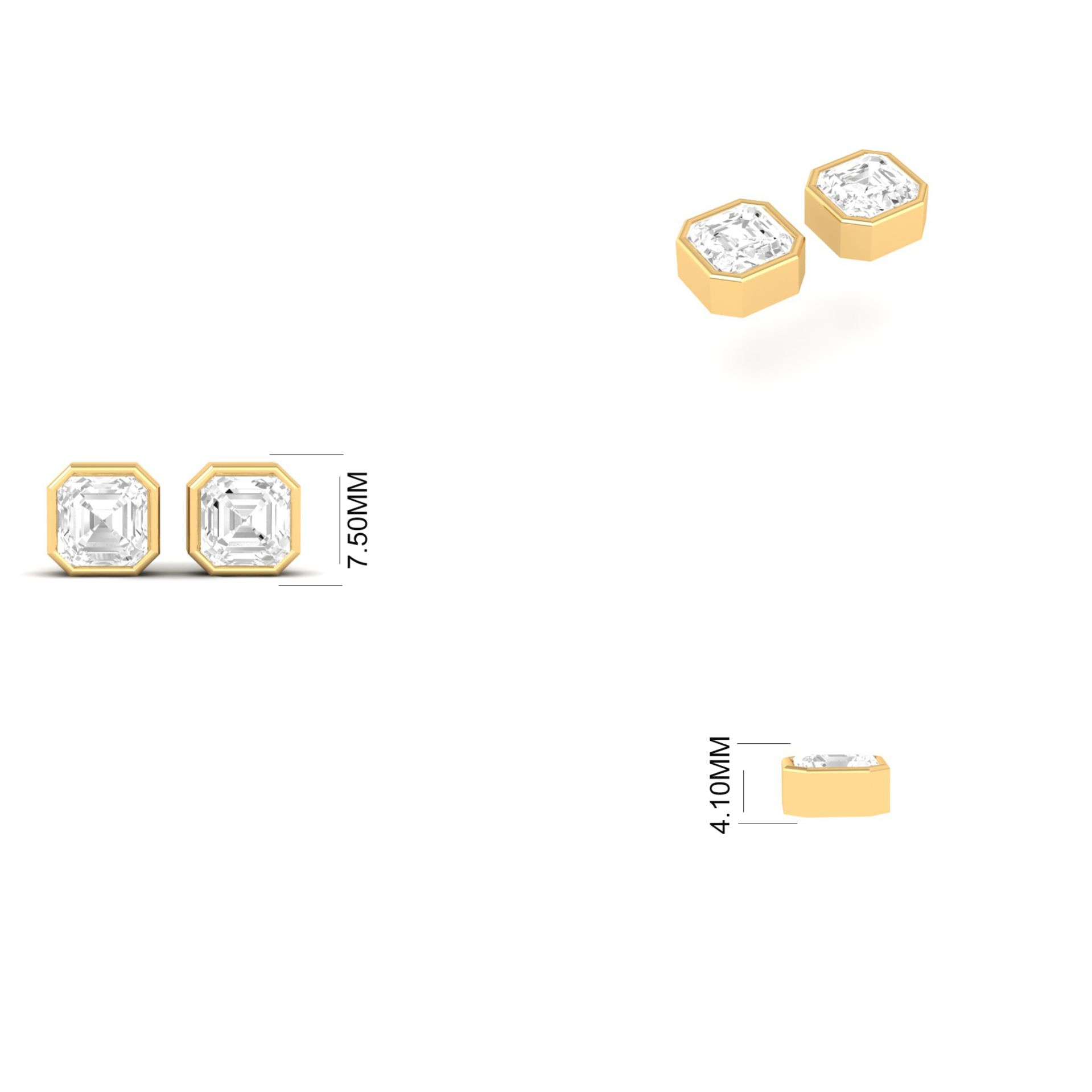 Octagon Ruby Stud Earr...