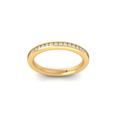 Half Eternity Wedding Band Anniversary Channel Set Round Cut Moissanite 925 Sterling Silver For Women's