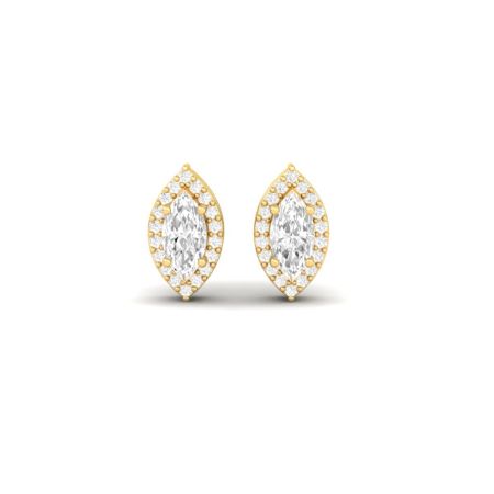 Marquise Cut Moissanite Halo Stud Earrings, 14K Gold Plated Studs, Eye-Shaped Earrings, Bridal Jewelry Gift for Her, Dainty Sparkle Earrings
