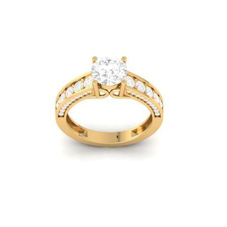 Round Cut Solitaire With Ascent Moissanite Engagement Wedding Ladies Ring 925 Sterling Silver For Women's