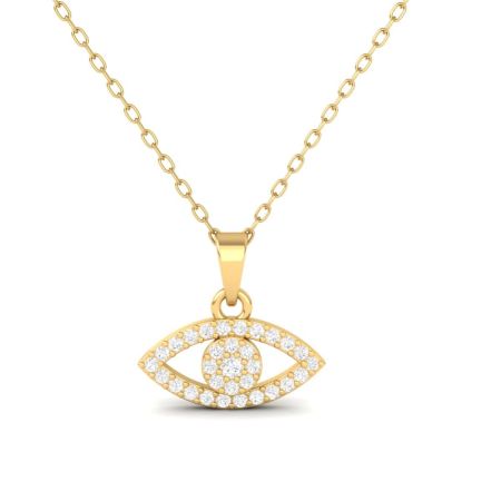 Evil Eye Moissanite Pendant Necklace, Gold Plated Protection Amulet Charm Jewelry, Handmade Gift for Her, Dainty Sparkling Talisman